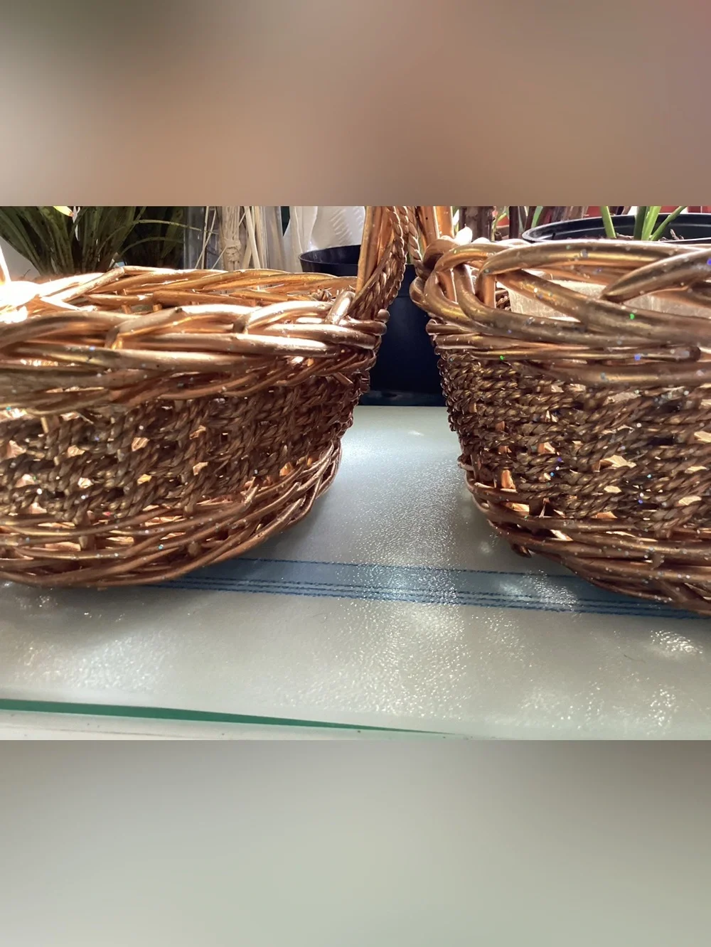 2 pretty glittery shiny baskets